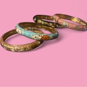 Elegant Gold and Multicolor Bangle Set